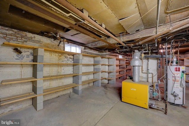 below grade area with water heater
