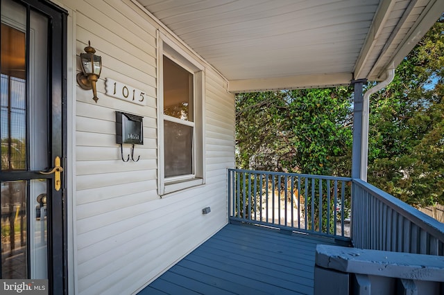 deck featuring covered porch