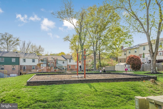 12714 Harborview Ct, Woodbridge, VA 22192 - community play area with a residential view, fence, and a yard