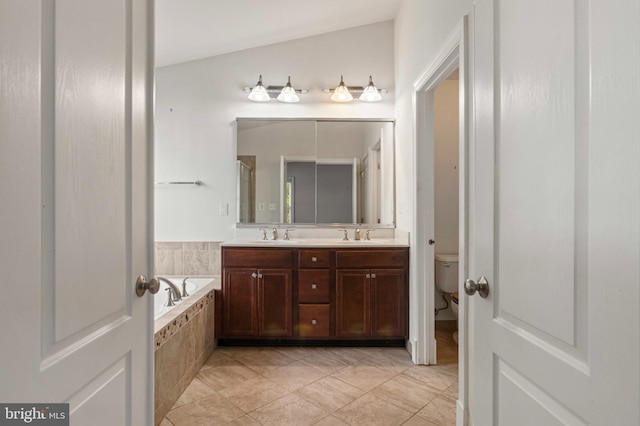 4102 Chariot Way, Upper Marlboro, MD 20772 - full bathroom with double vanity, a garden tub, toilet, and tile patterned floors
