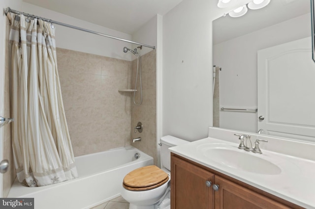 4102 Chariot Way, Upper Marlboro, MD 20772 - bathroom featuring shower / bath combo with shower curtain, toilet, vanity, and tile patterned floors
