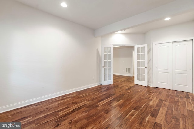 4102 Chariot Way, Upper Marlboro, MD 20772 - unfurnished bedroom featuring french doors, wood finished floors, baseboards, a closet, and recessed lighting