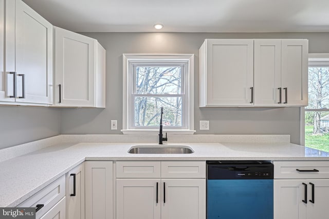 35 Herrs Ridge Rd, Gettysburg, PA 17325 - kitchen featuring a sink, dishwasher, white cabinets, and light stone countertops