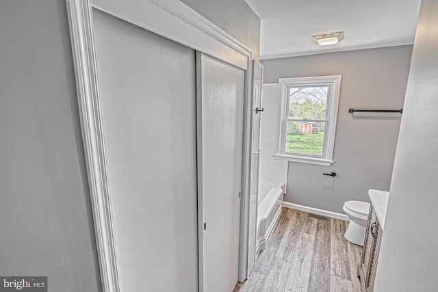 35 Herrs Ridge Rd, Gettysburg, PA 17325 - full bathroom featuring vanity, baseboards, wood finished floors, and toilet