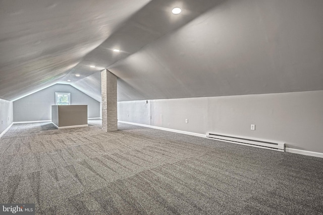 35 Herrs Ridge Rd, Gettysburg, PA 17325 - additional living space with lofted ceiling, carpet flooring, baseboards, recessed lighting, and a baseboard radiator