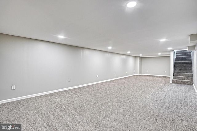 35 Herrs Ridge Rd, Gettysburg, PA 17325 - finished below grade area with carpet floors, recessed lighting, baseboards, and stairway