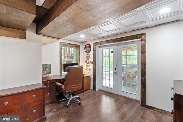 2 Heights Ct, Ruther Glen, VA 22546 - office area with french doors and dark wood-style floors