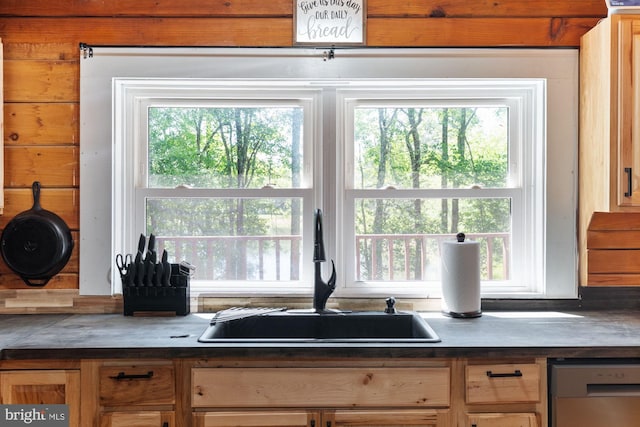 2 Heights Ct, Ruther Glen, VA 22546 - kitchen with a sink, dishwashing machine, plenty of natural light, and dark countertops