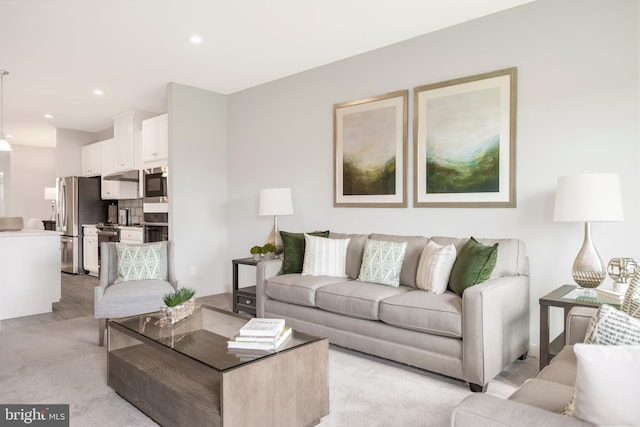 living room featuring recessed lighting