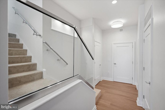 923 V St NW Unit 602, Washington, DC 20001 - stairs featuring wood finished floors and recessed lighting