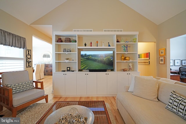 102 Morgan Way, Milton, DE 19968 - living room featuring light wood-style floors and high vaulted ceiling