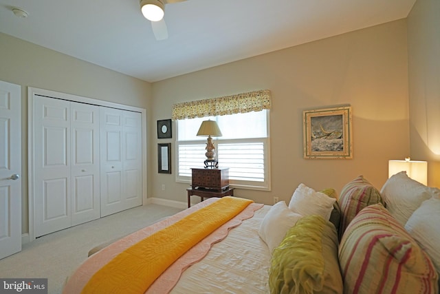 102 Morgan Way, Milton, DE 19968 - bedroom with carpet flooring, a closet, baseboards, and ceiling fan