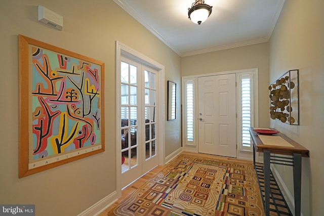102 Morgan Way, Milton, DE 19968 - entrance foyer with ornamental molding, baseboards, and wood finished floors
