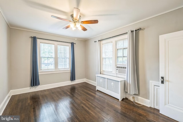 208 Farragut St NW Unit 104, Washington, DC 20011 - empty room with plenty of natural light, a ceiling fan, dark wood-style flooring, and ornamental molding