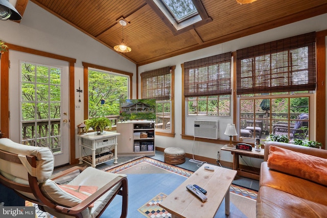 sunroom featuring a skylight