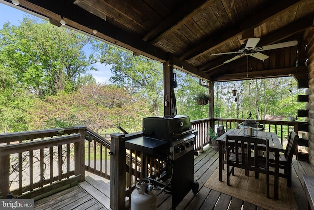 deck featuring a ceiling fan
