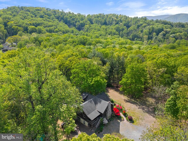 aerial view with a wooded view