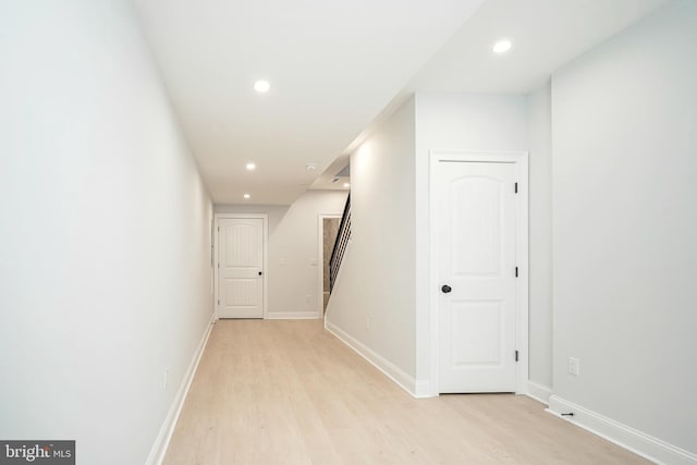 2326 Gerritt St, Philadelphia, PA 19146 - corridor featuring light wood-type flooring, recessed lighting, stairs, and baseboards