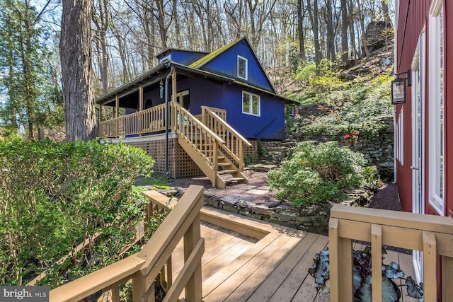 wooden deck with stairway