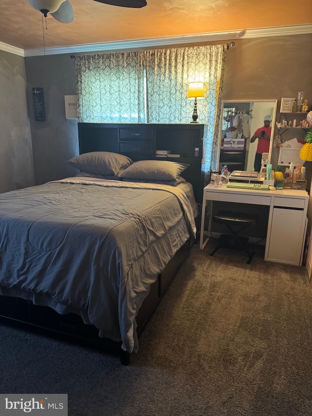 603 Leuckel Ave, Hamilton, NJ 08619 - bedroom featuring ornamental molding, a ceiling fan, and carpet flooring