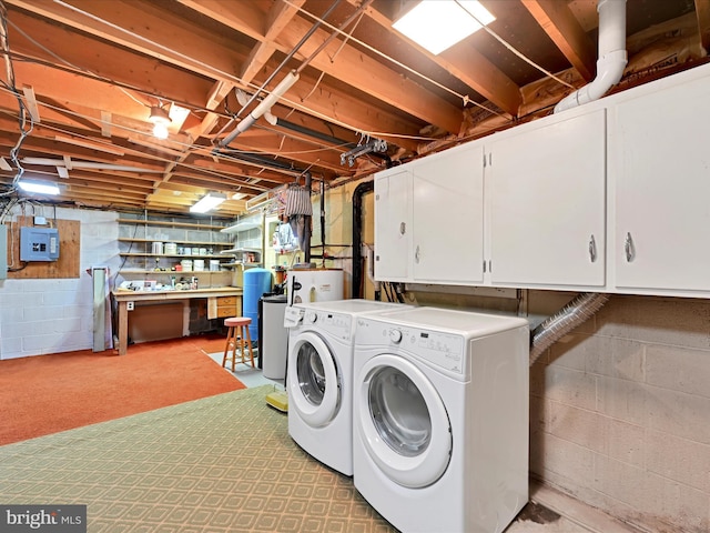 917 Houtztown Rd, Myerstown, PA 17067 - washroom with electric panel, cabinet space, and washer and dryer