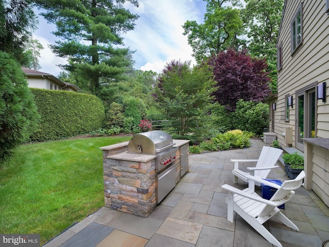 view of patio / terrace with area for grilling and an outdoor kitchen