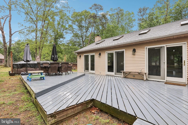 595 Tabernacle Rd, Medford, NJ 08055 - wooden terrace with outdoor dining space