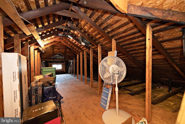 view of unfinished attic