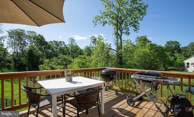 807 Anthony Dr, Harrisburg, PA 17111 - deck featuring outdoor dining space, a grill, and a yard
