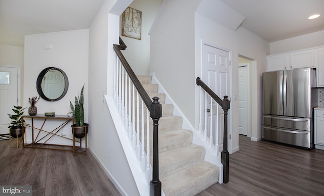 807 Anthony Dr, Harrisburg, PA 17111 - staircase with wood finished floors, baseboards, and recessed lighting