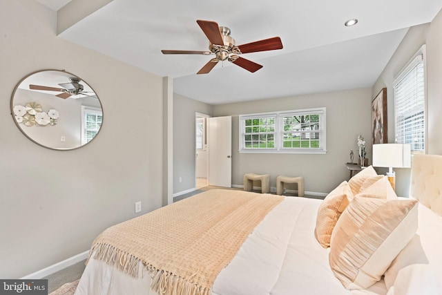 503 Colony Ct NW, Vienna, VA 22180 - carpeted bedroom with baseboards, a ceiling fan, and recessed lighting