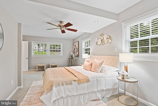 503 Colony Ct NW, Vienna, VA 22180 - bedroom featuring baseboards, carpet floors, a ceiling fan, and recessed lighting