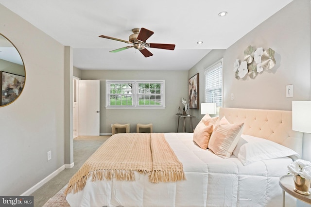 503 Colony Ct NW, Vienna, VA 22180 - carpeted bedroom with baseboards, ceiling fan, and recessed lighting