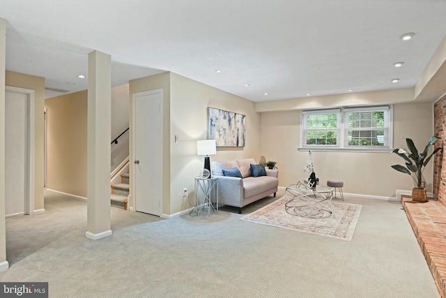 503 Colony Ct NW, Vienna, VA 22180 - sitting room with carpet flooring, stairs, baseboards, and recessed lighting