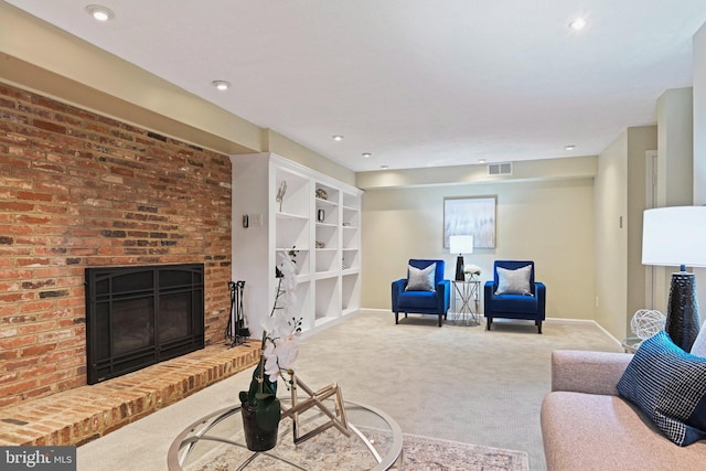 503 Colony Ct NW, Vienna, VA 22180 - carpeted living area with baseboards, a fireplace, and recessed lighting