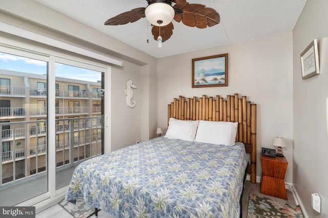 4711 Coastal Hwy Unit 441, Ocean City, MD 21842 - bedroom featuring baseboards, a ceiling fan, wood finished floors, and access to outside