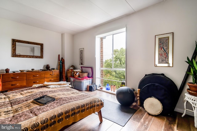 bedroom featuring wood finished floors