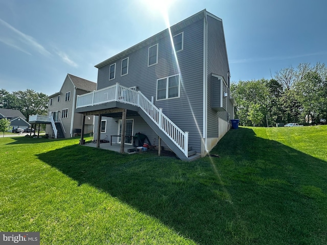 13 Verbena Dr, Lancaster, PA 17602 - rear view of property featuring stairs, a patio area, a yard, and a deck