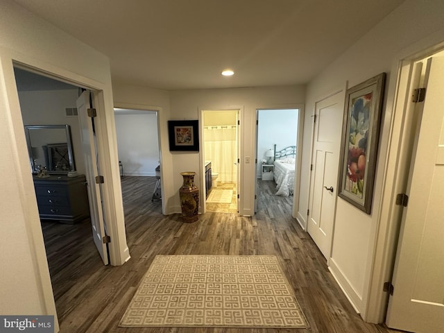13 Verbena Dr, Lancaster, PA 17602 - hallway with recessed lighting, baseboards, visible vents, and dark wood-style floors