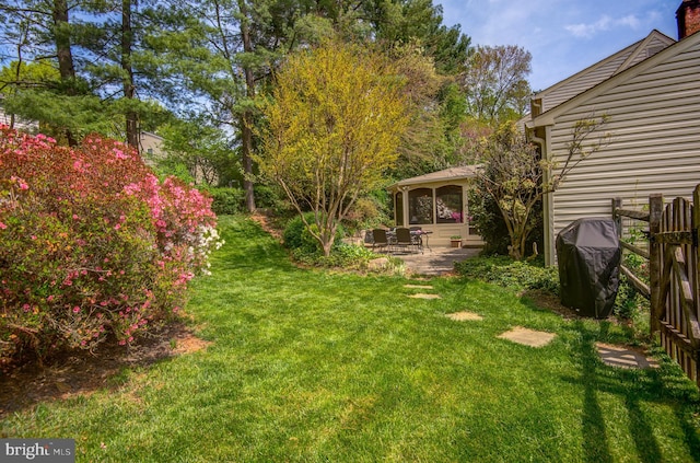 view of yard featuring a patio area