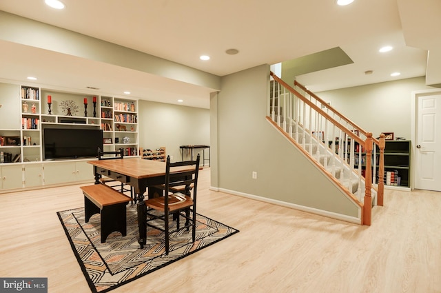 9504 Broome Ct, Vienna, VA 22182 - dining area featuring wood finished floors, stairs, and recessed lighting