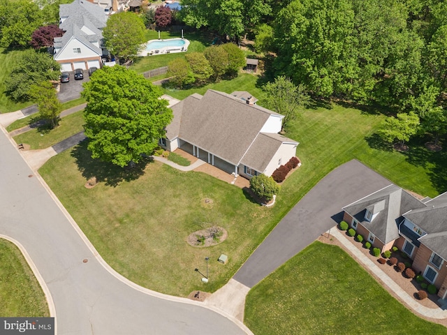 aerial view featuring a residential view