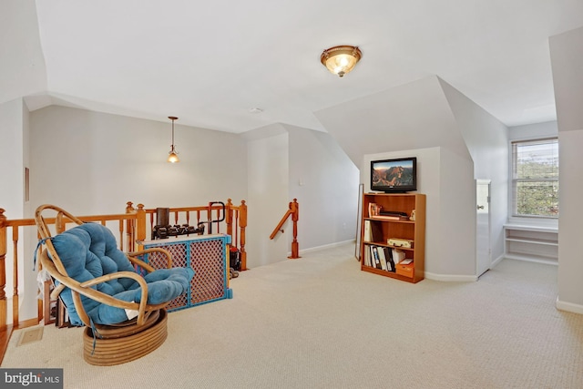7228 Lensfield Ct, Alexandria, VA 22315 - living area featuring an upstairs landing and carpet