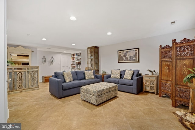 7228 Lensfield Ct, Alexandria, VA 22315 - living room featuring light tile patterned floors and recessed lighting