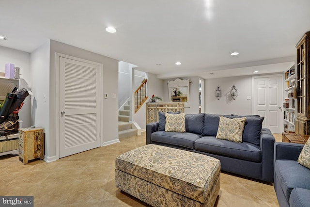7228 Lensfield Ct, Alexandria, VA 22315 - living area with stairs and recessed lighting