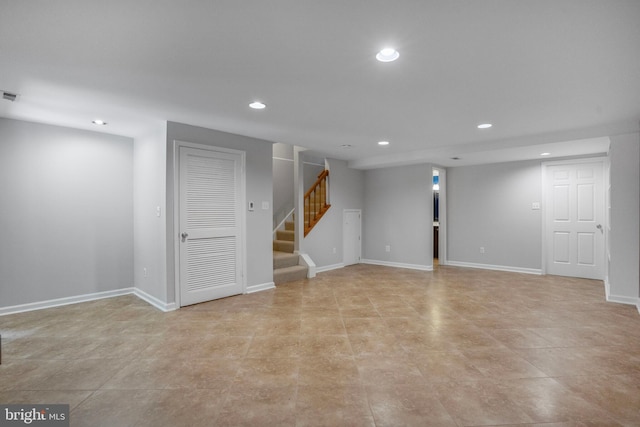 7228 Lensfield Ct, Alexandria, VA 22315 - finished below grade area with recessed lighting and stairs
