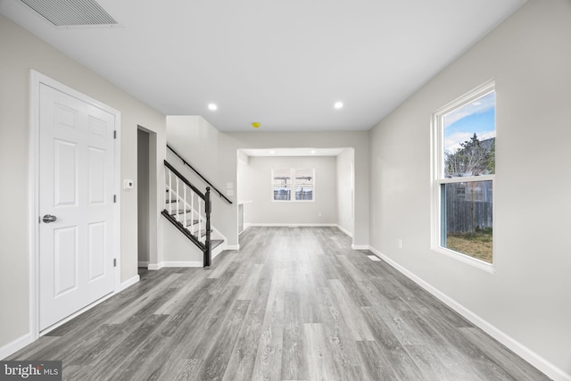 6 Plymouth Ter, Egg Harbor Township, NJ 08234 - interior space with baseboards, visible vents, wood finished floors, and stairway