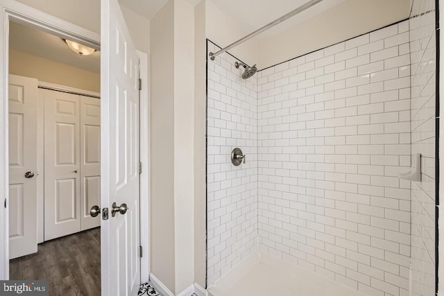 2024 E Baltimore St E, Baltimore, MD 21231 - bathroom featuring a shower stall and wood finished floors