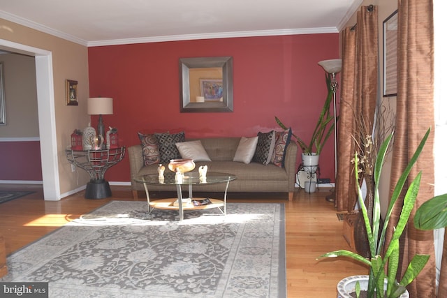 1716 Pebble Beach Dr, Bowie, MD 20721 - living area with crown molding, baseboards, and wood finished floors