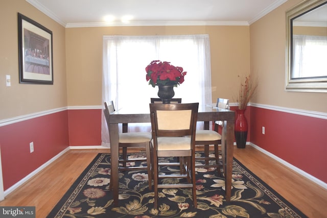 1716 Pebble Beach Dr, Bowie, MD 20721 - dining room with baseboards, ornamental molding, and wood finished floors
